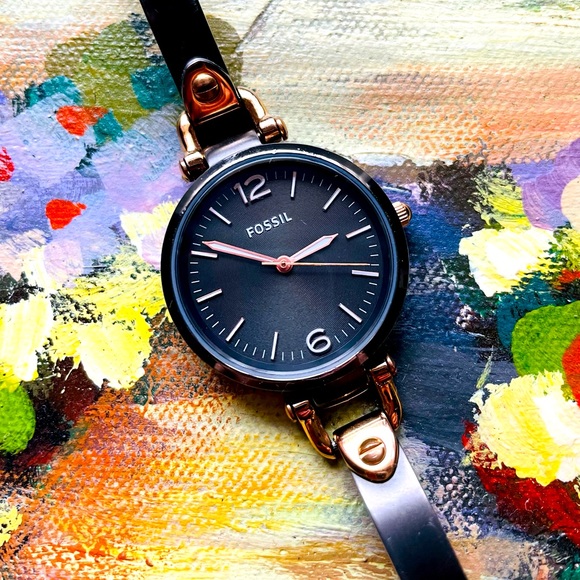 Fossil Georgia Smoke Grey SS Wrist Watch - Picture 1 of 6